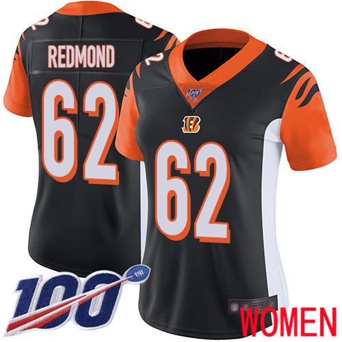Cincinnati Bengals Limited Black Women Alex Redmond Home Jersey NFL Footballl #62 100th Season Vapor Untouchable->women nfl jersey->Women Jersey